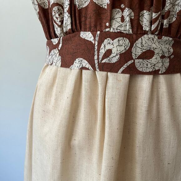 Vintage 70s Prairie Maxi Dress Peasant Gunne Sax Style Boho Brown // Size Medium - Picture 6 of 9